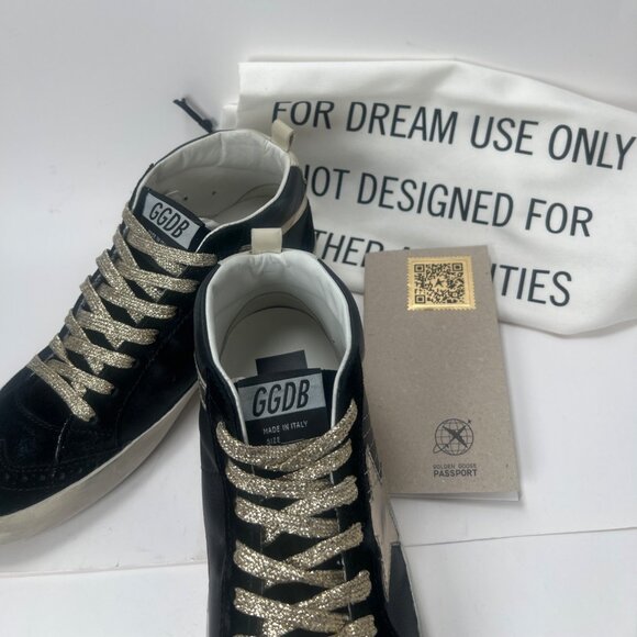 Golden Goose Mid Star platinum Black Women Sneakers Size 37 US7 - Picture 6 of 15